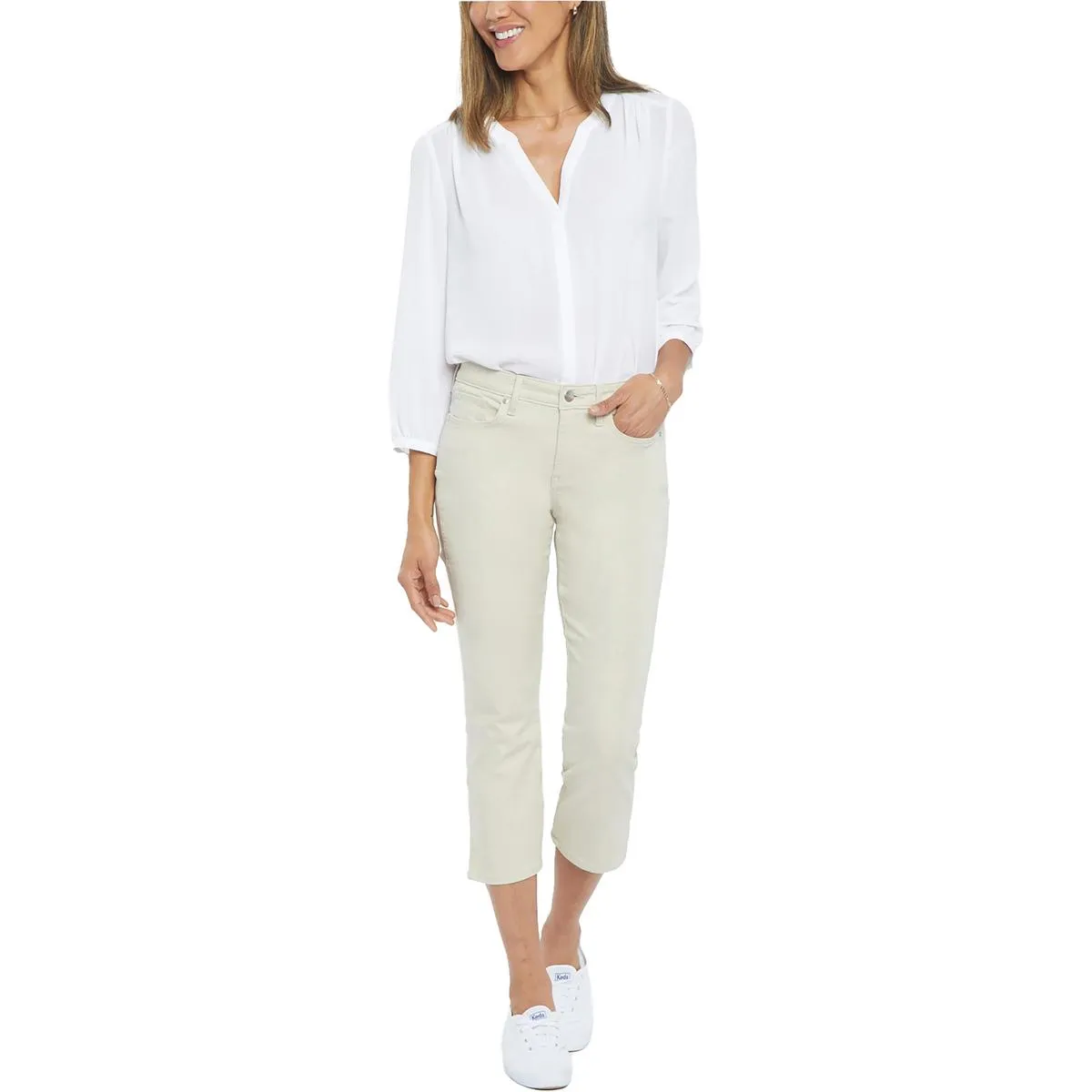 NYDJ Womens Chloe Side Slit Skinny Capri Jeans