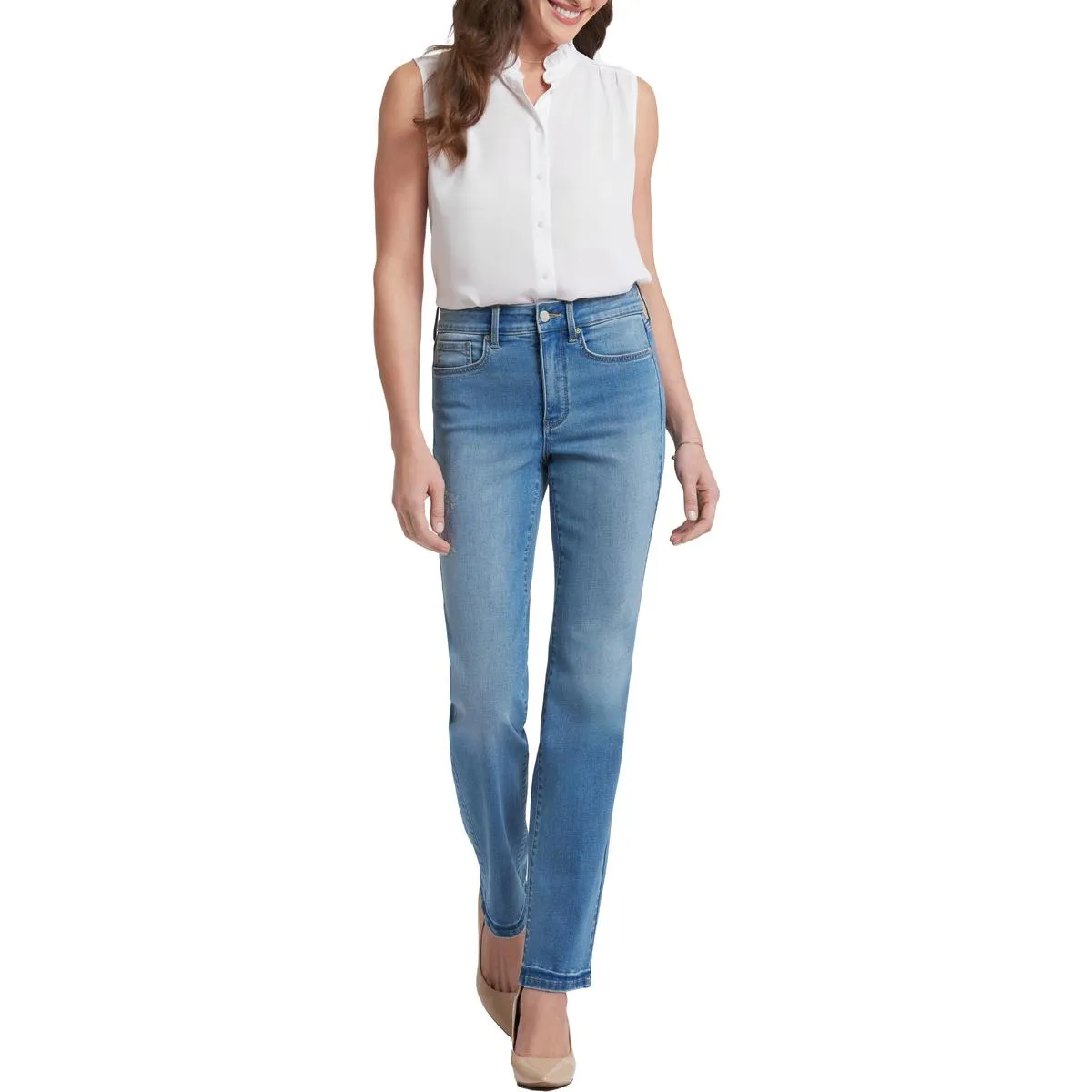 NYDJ Womens Marilyn Tummy Slimming Denim Straight Leg Jeans