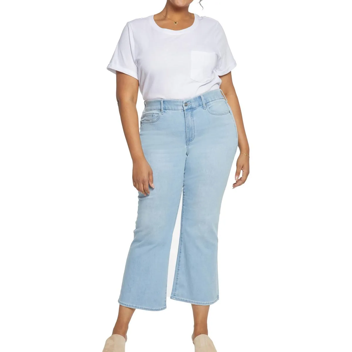 NYDJ Womens Plus Relaxed Fit Dark Wash Flare Jeans