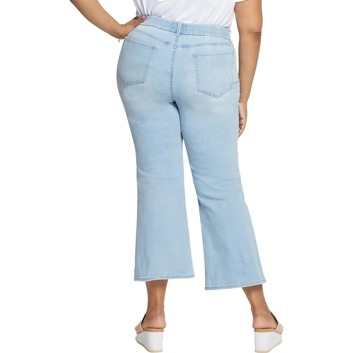 NYDJ Womens Plus Relaxed Fit Dark Wash Flare Jeans