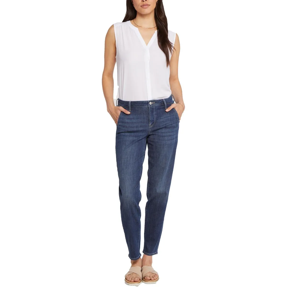 NYDJ Womens Relaxed Denim Tapered Leg Jeans