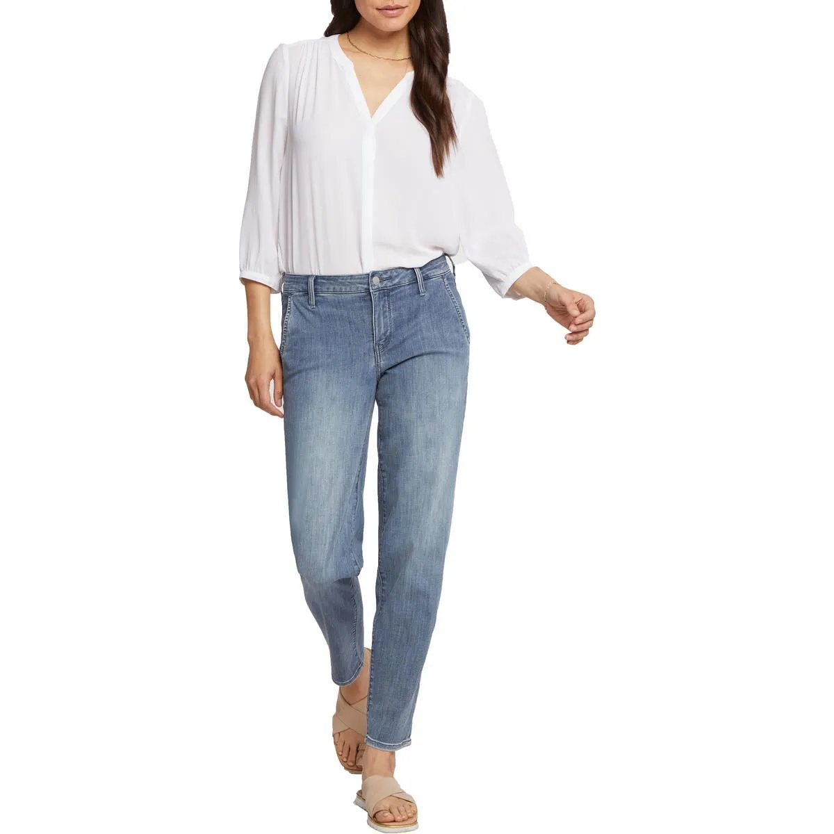 NYDJ Womens Relaxed Denim Tapered Leg Jeans