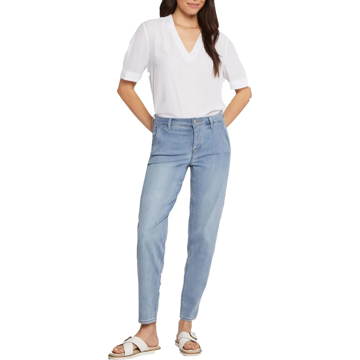 NYDJ Womens Relaxed Denim Tapered Leg Jeans