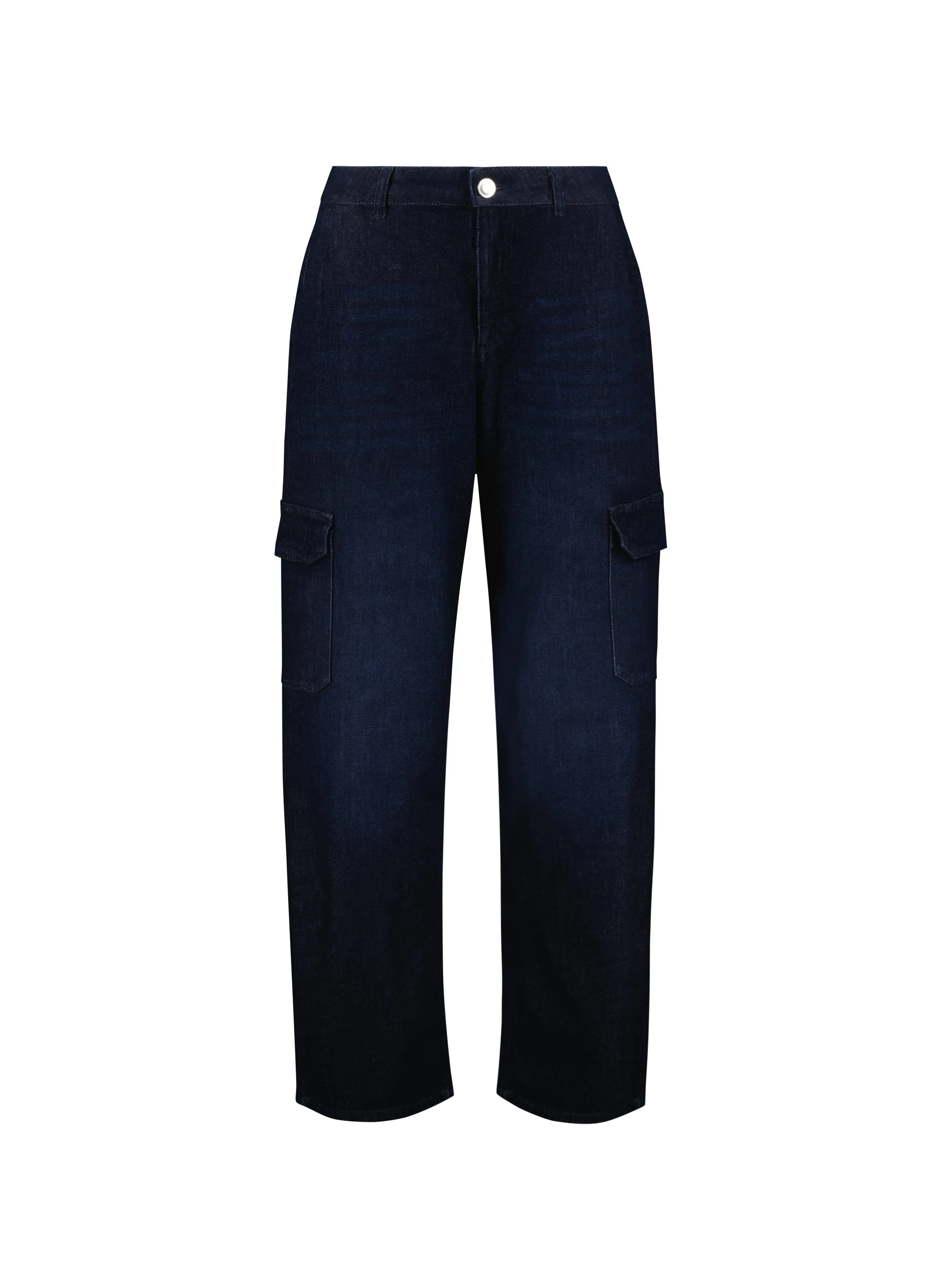 Organic Stretch Cotton Wide Leg Cargo Jeans | Dark Indigo