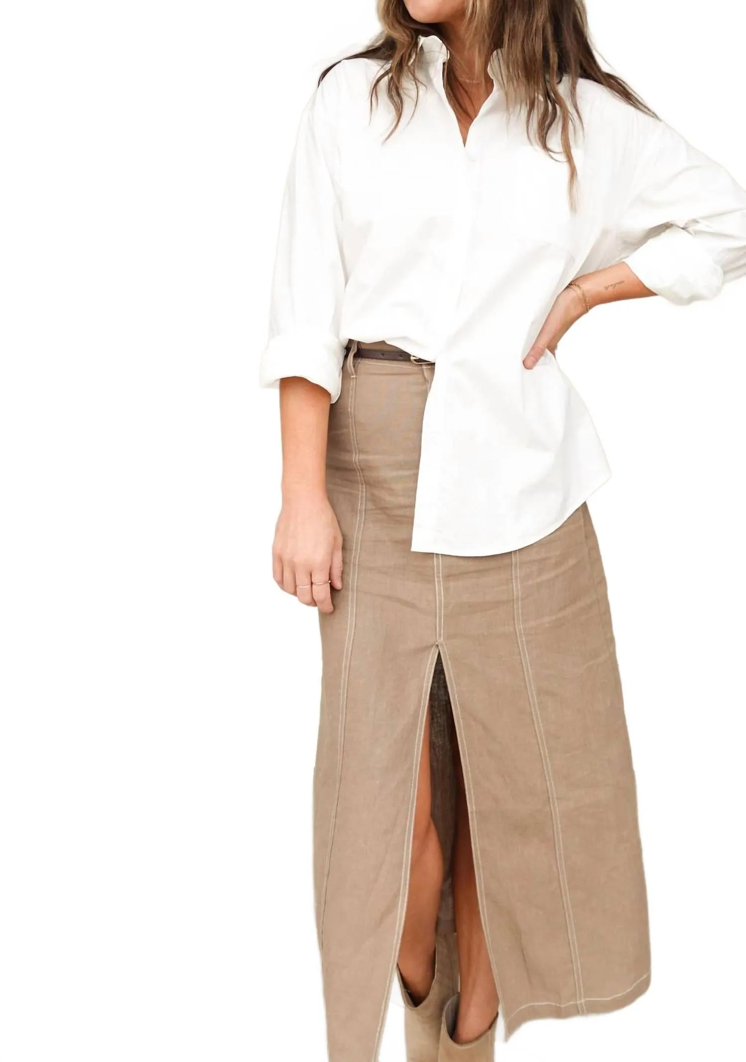 Oversized Button-Down Shirt In White