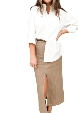 Oversized Button-Down Shirt In White