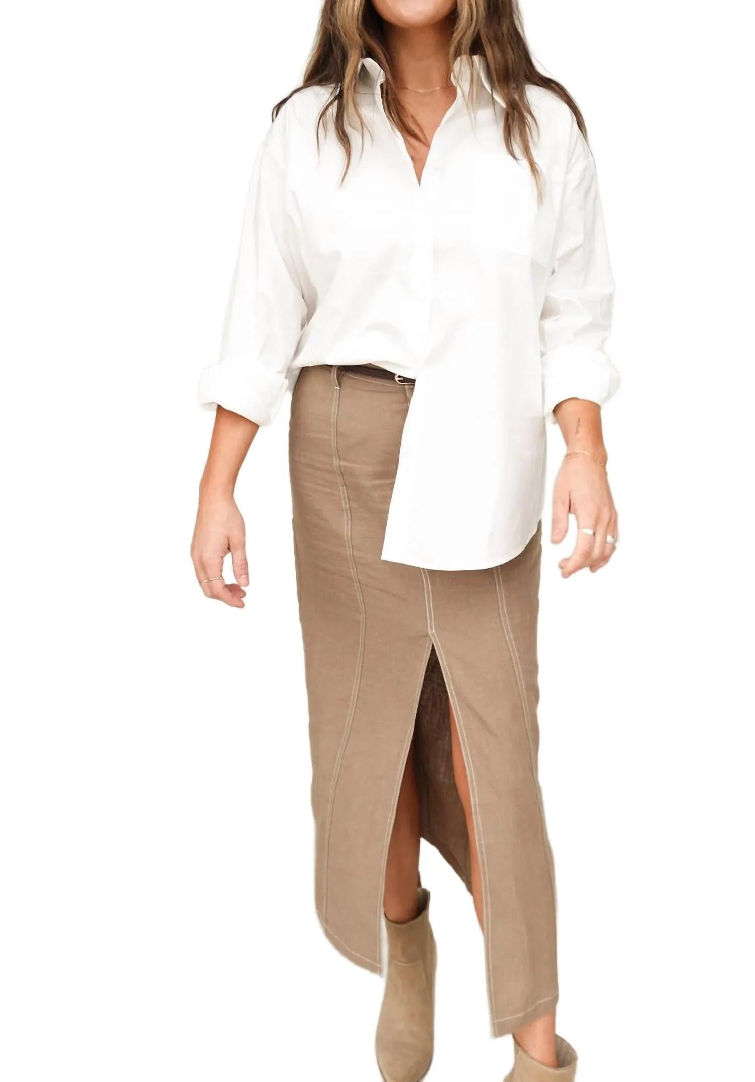 Oversized Button-Down Shirt In White