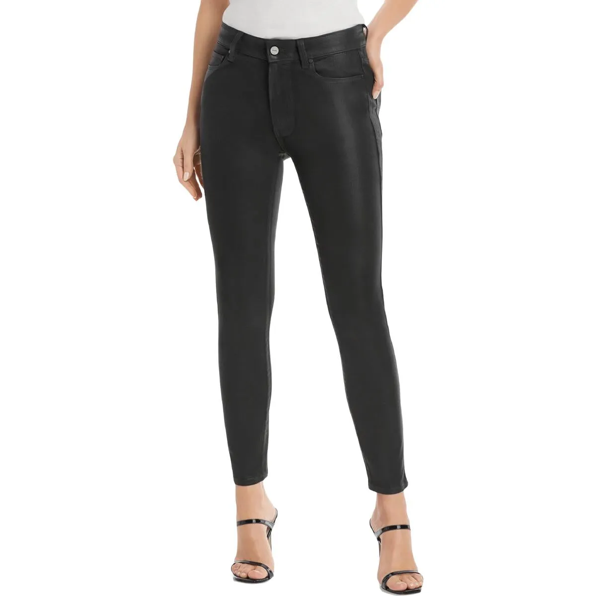 Paige Womens Coated Rayon Ankle Jeans