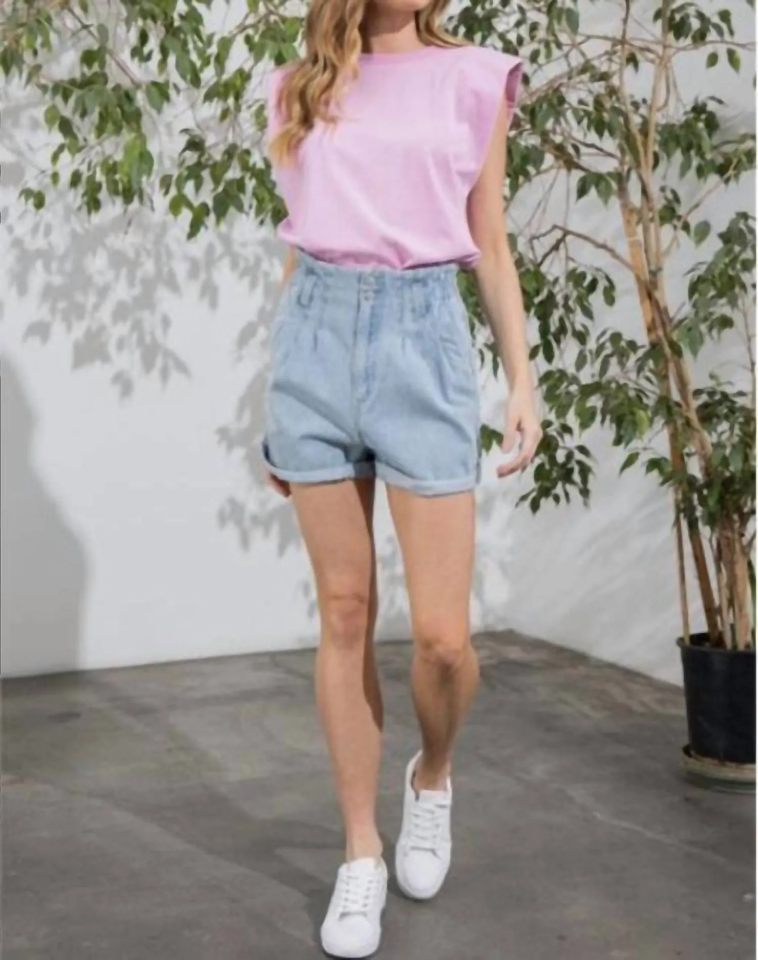 Paperbag Jean Short In Denim