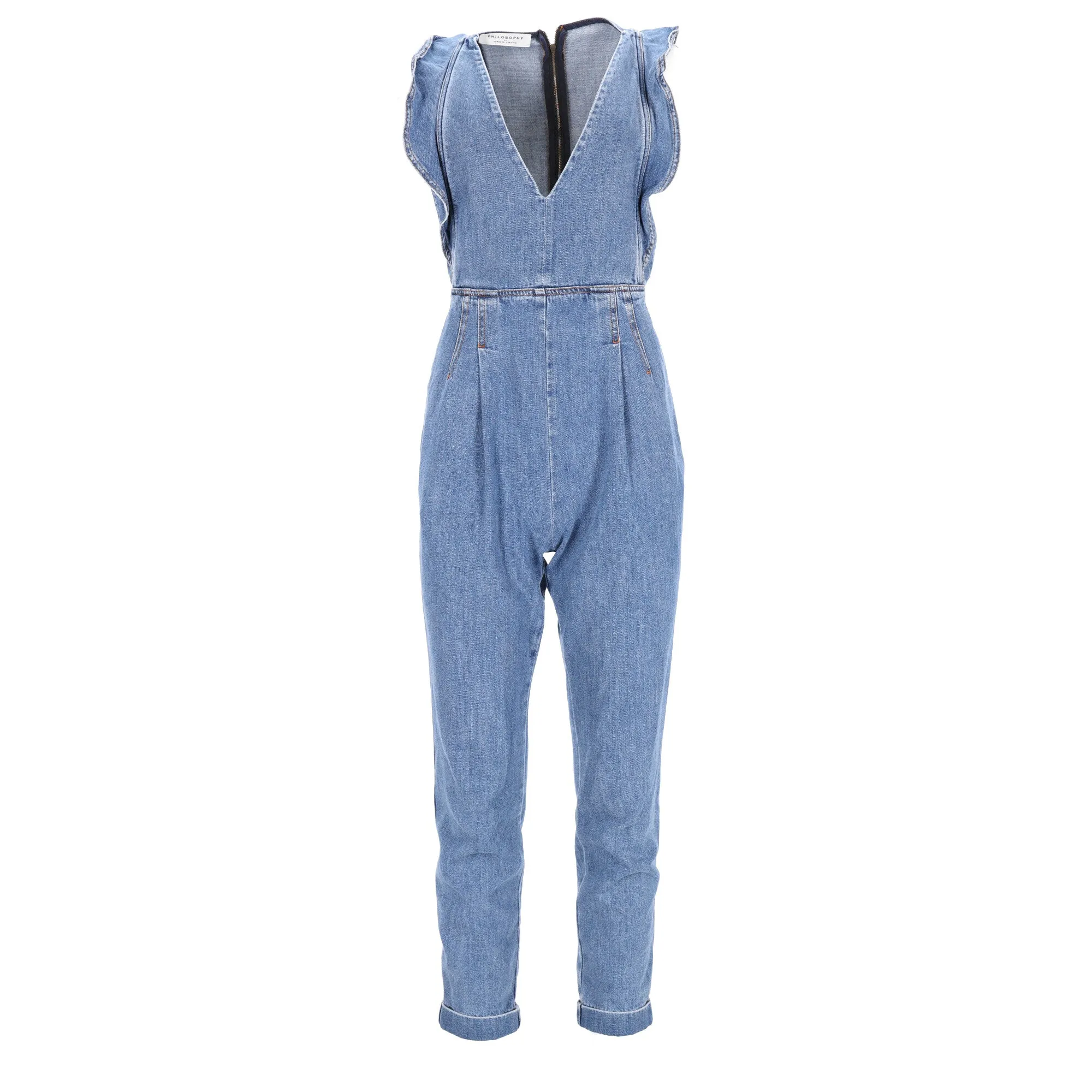 Philosophy di Lorenzo Serafini Denim Jumpsuit in Light Blue Cotton