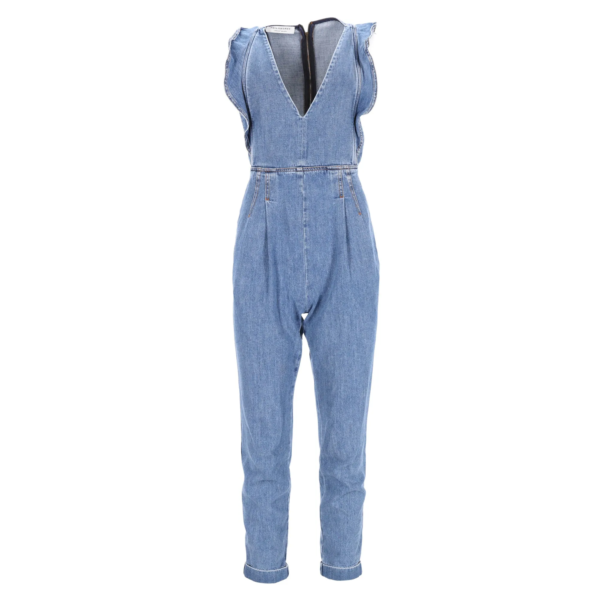 Philosophy di Lorenzo Serafini Denim Jumpsuit in Light Blue Cotton