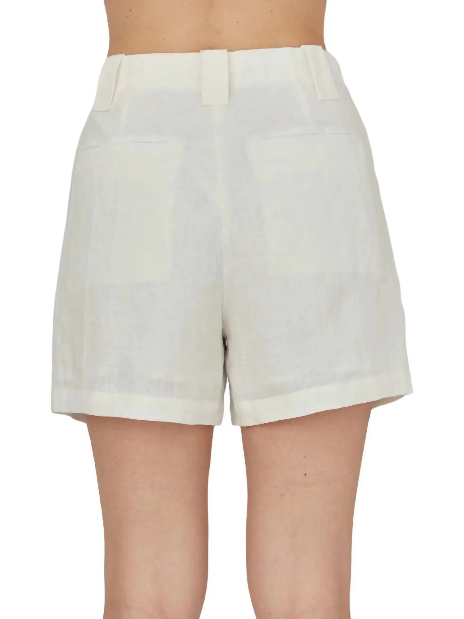 Pleated Linen Shorts In White
