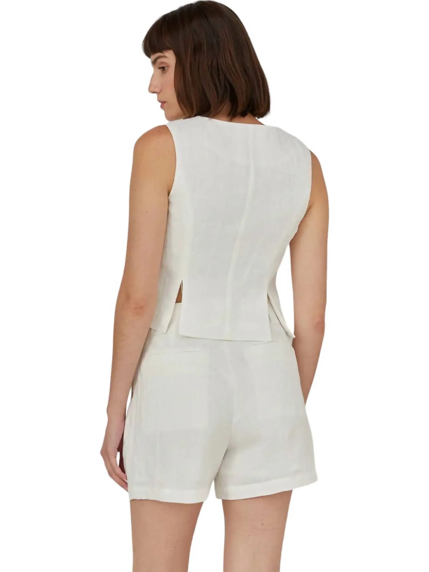 Pleated Linen Shorts In White