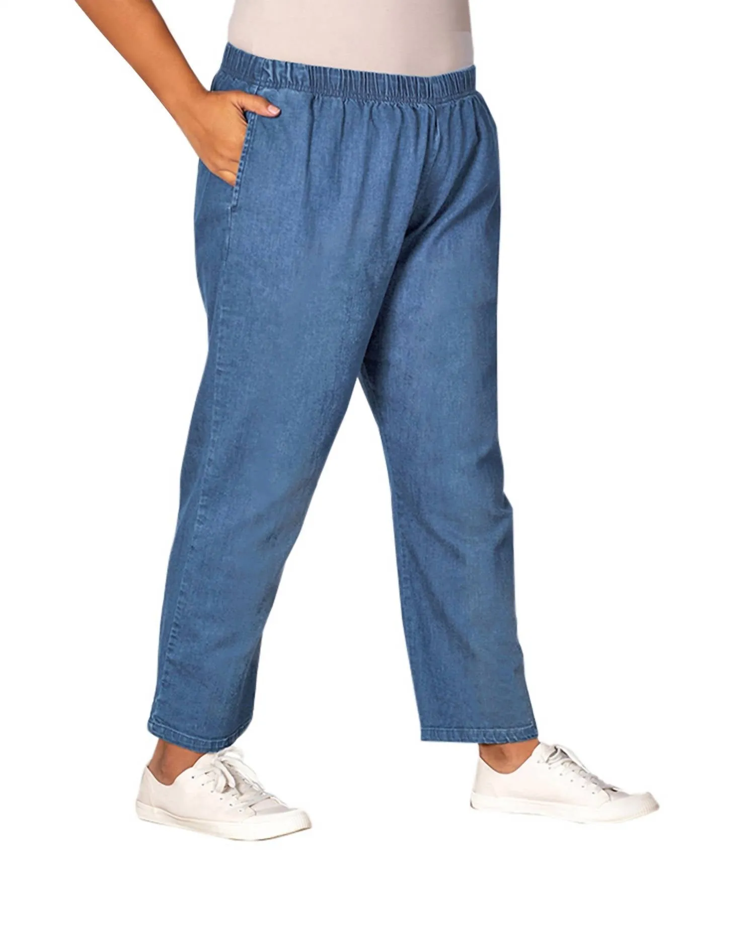 Plus Size Premium Relaxed Leg Denim Jeans In Light Wash Denim