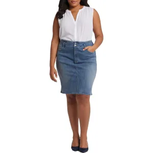 Plus Womens Stretch Denim Denim Skirt