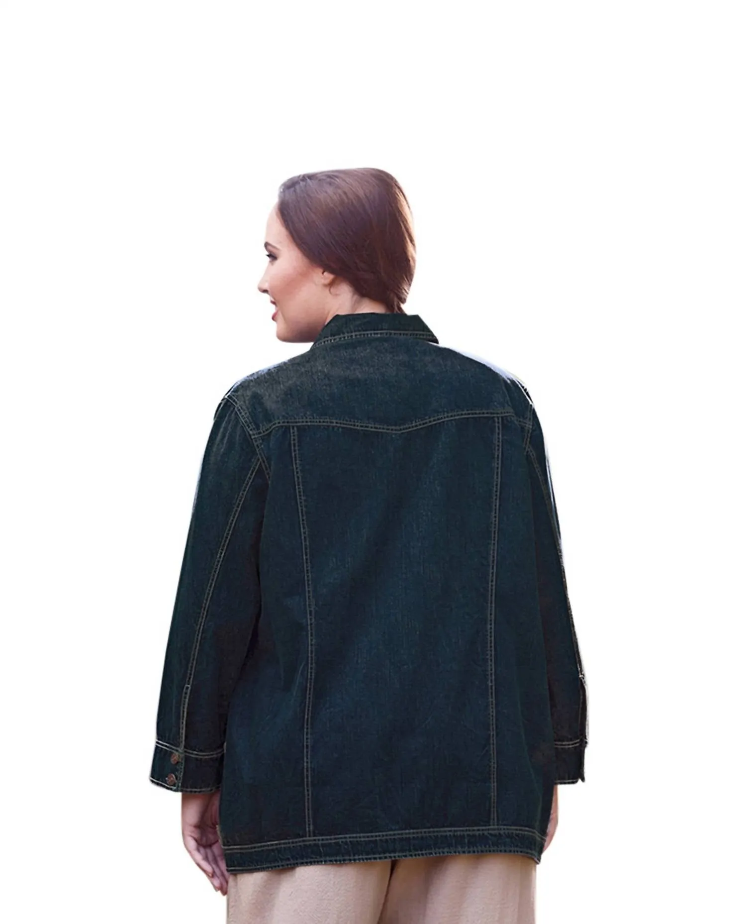 Premium Long Sleeve Rydel Denim Jacket - Plus Size In Dark Wash Denim