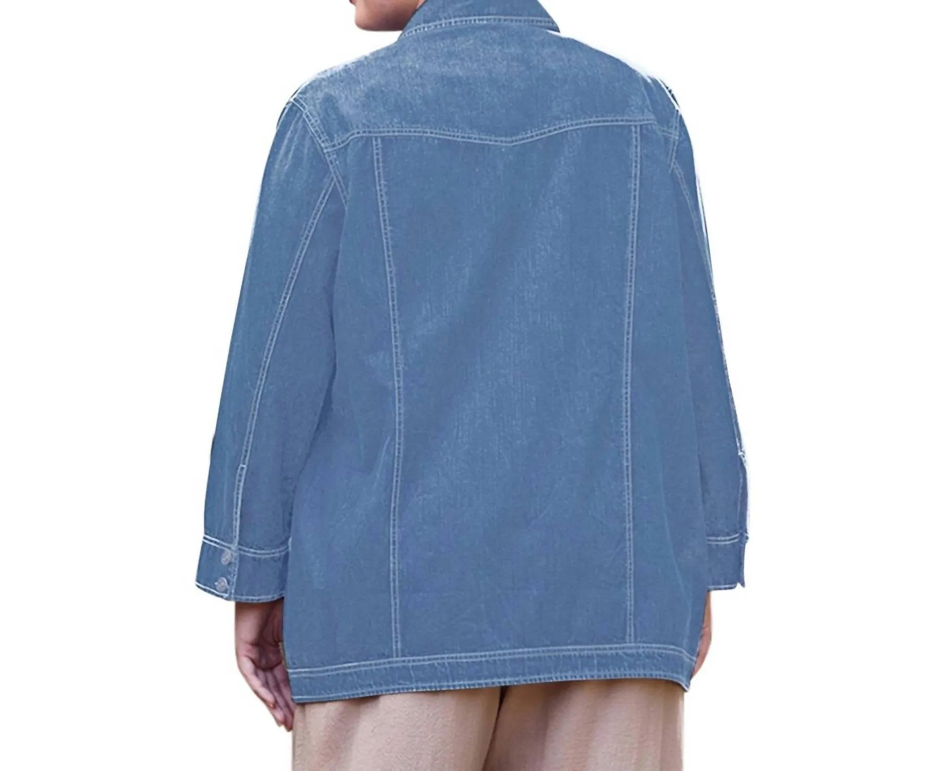 Premium Long Sleeve Rydel Denim Jacket - Plus Size In Light Wash Denim