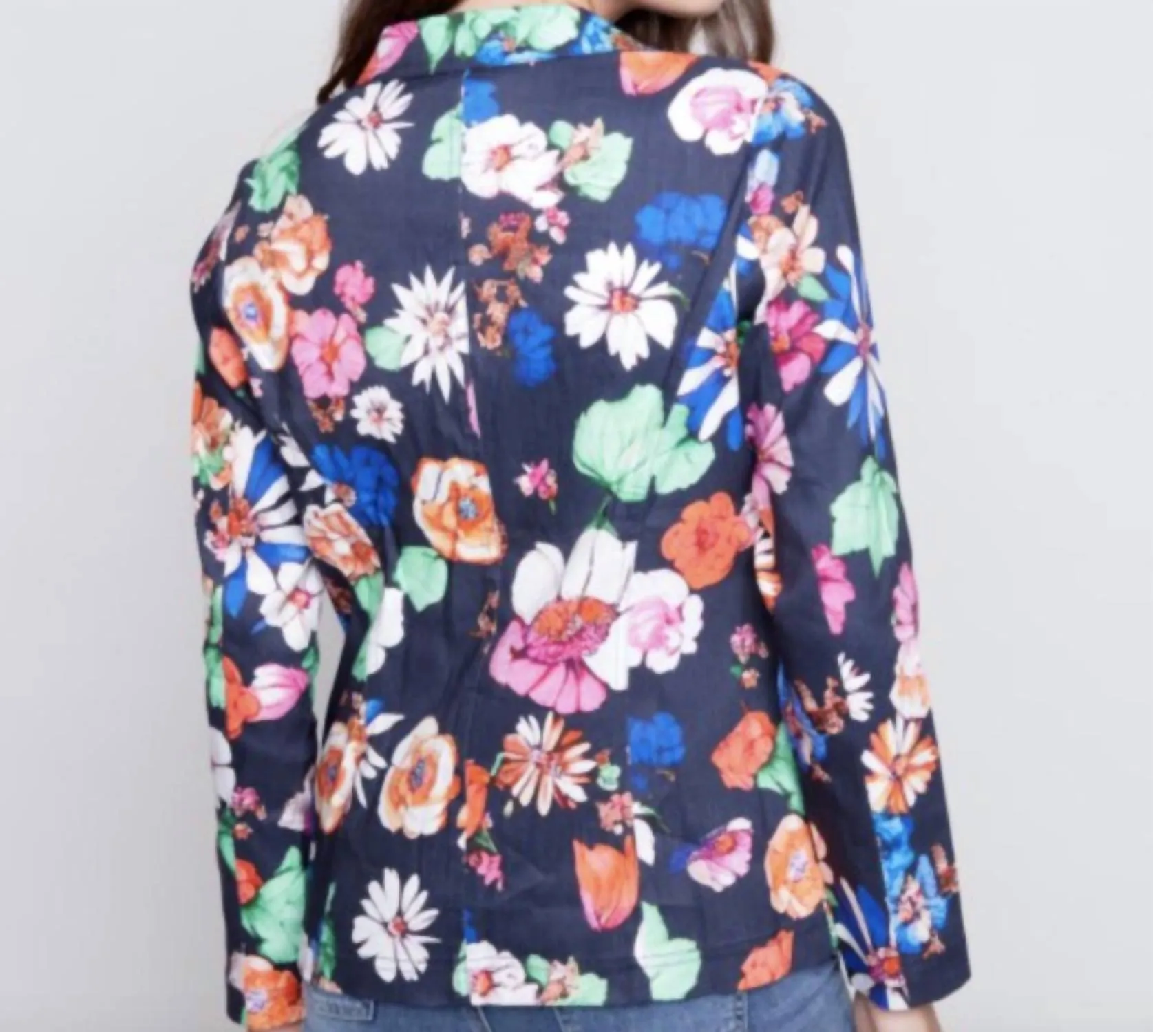 Printed Linen Blazer In Gardenia