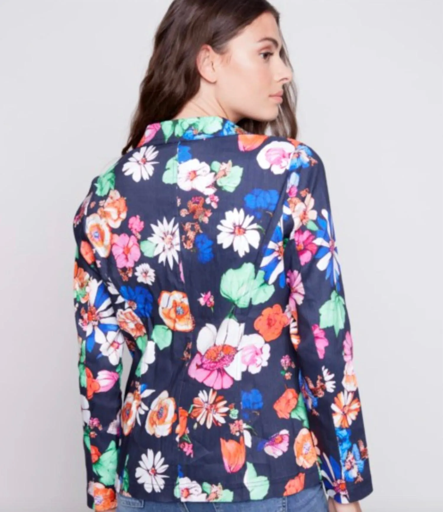 Printed Linen Blazer In Gardenia