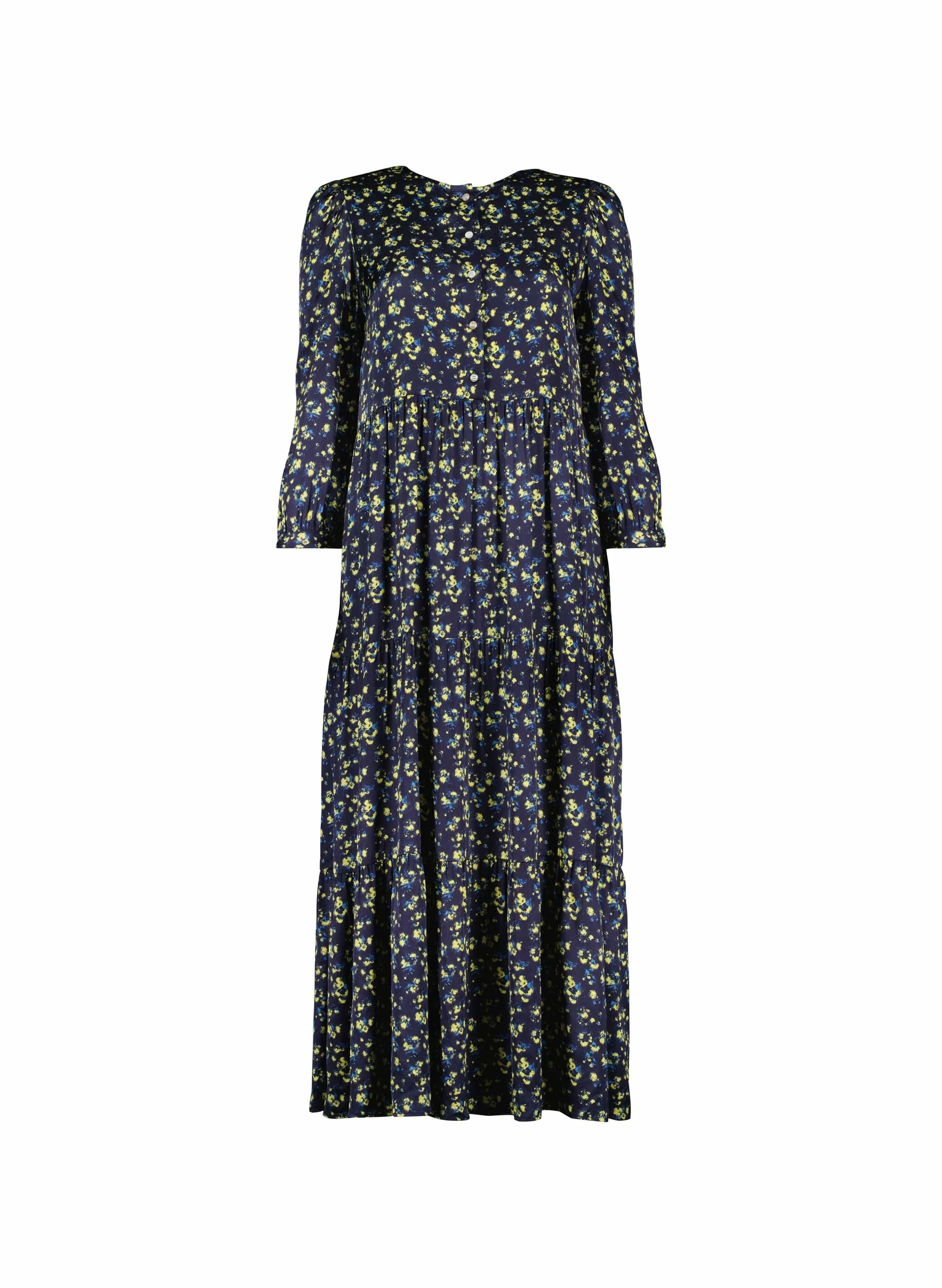Purnita LENZING™ ECOVERO™ Recycled Dress | Blue Blurred Ditsy