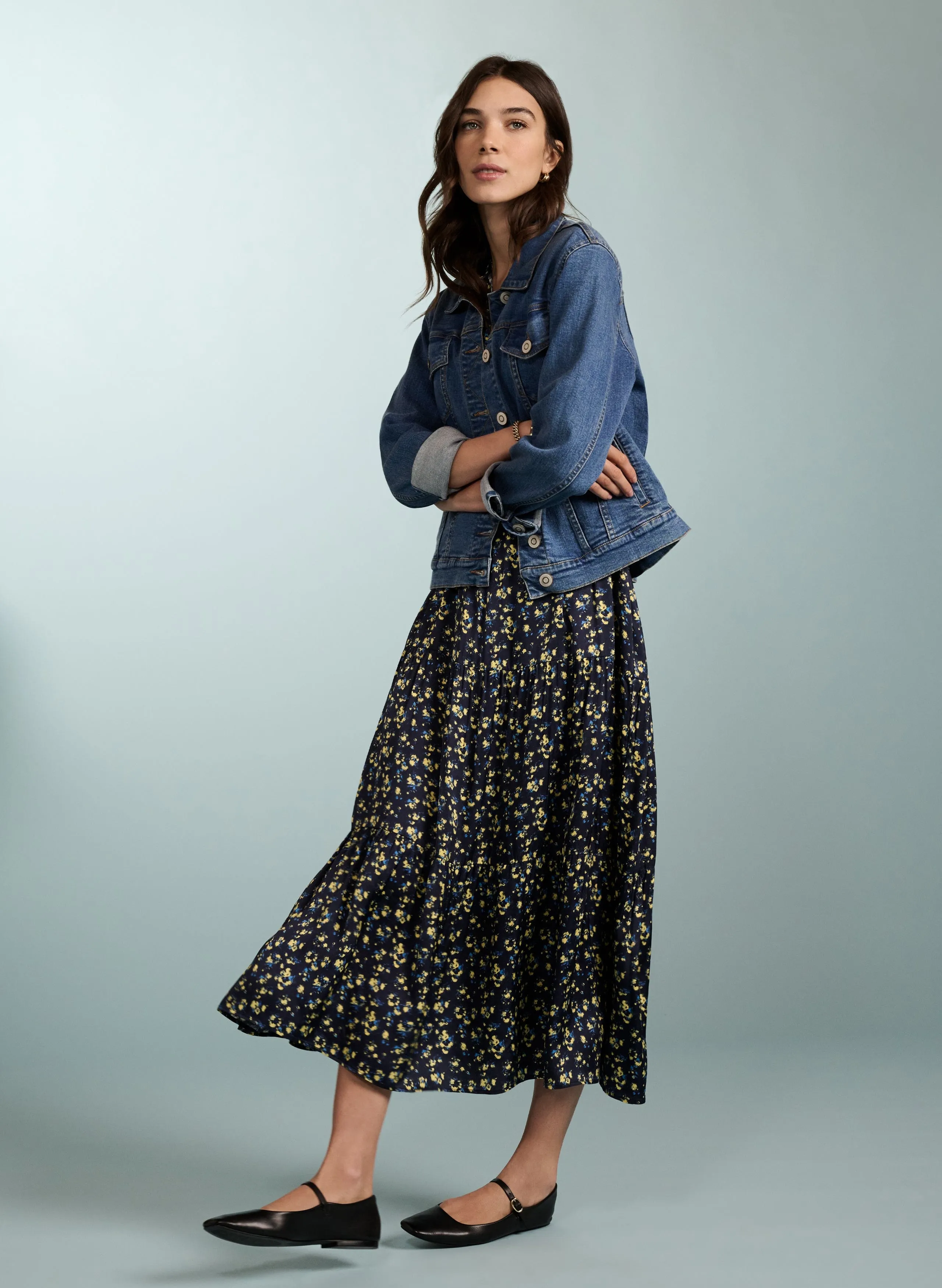 Purnita LENZING™ ECOVERO™ Recycled Dress | Blue Blurred Ditsy