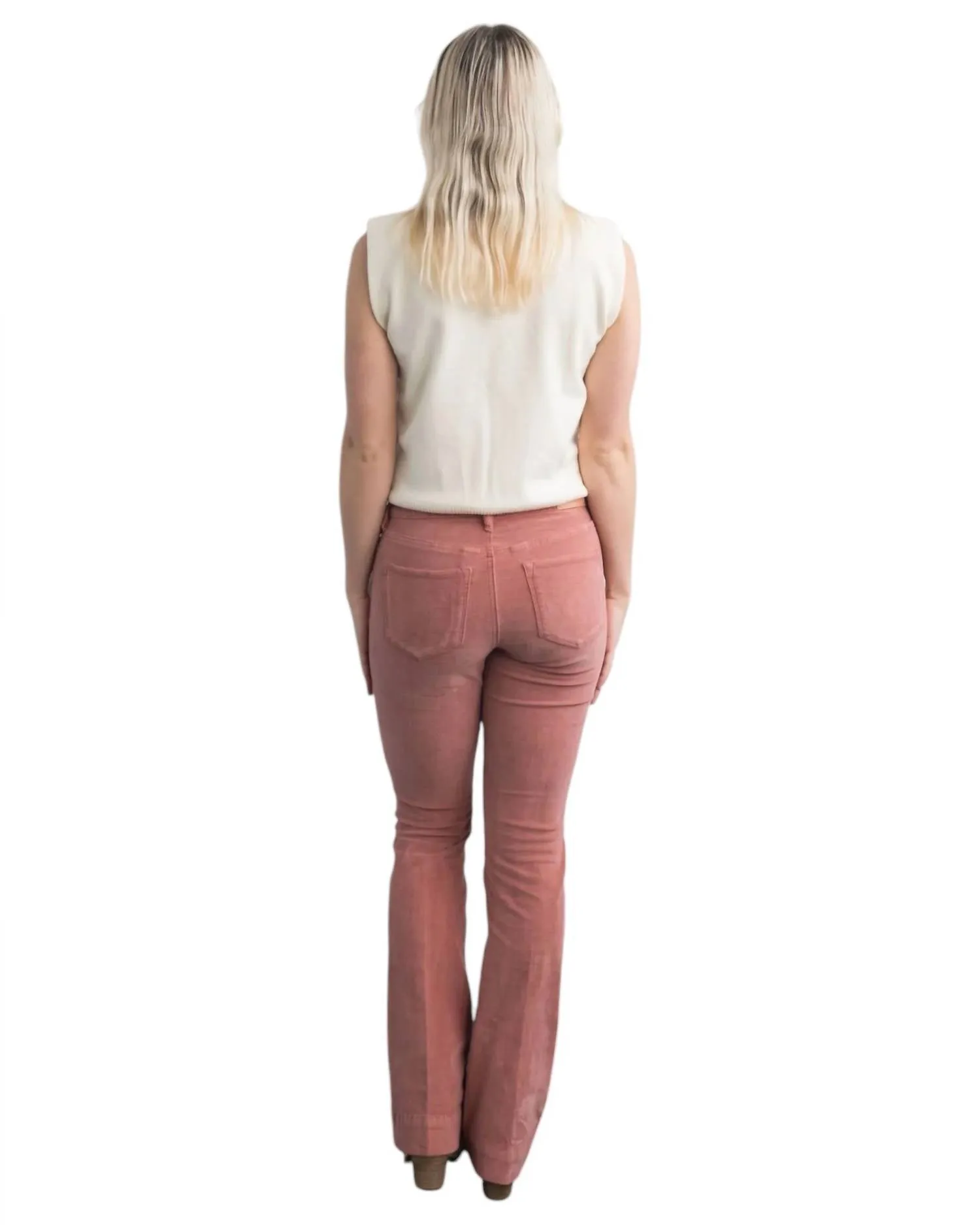Rosa High Rise Flare Leg Jeans In Red