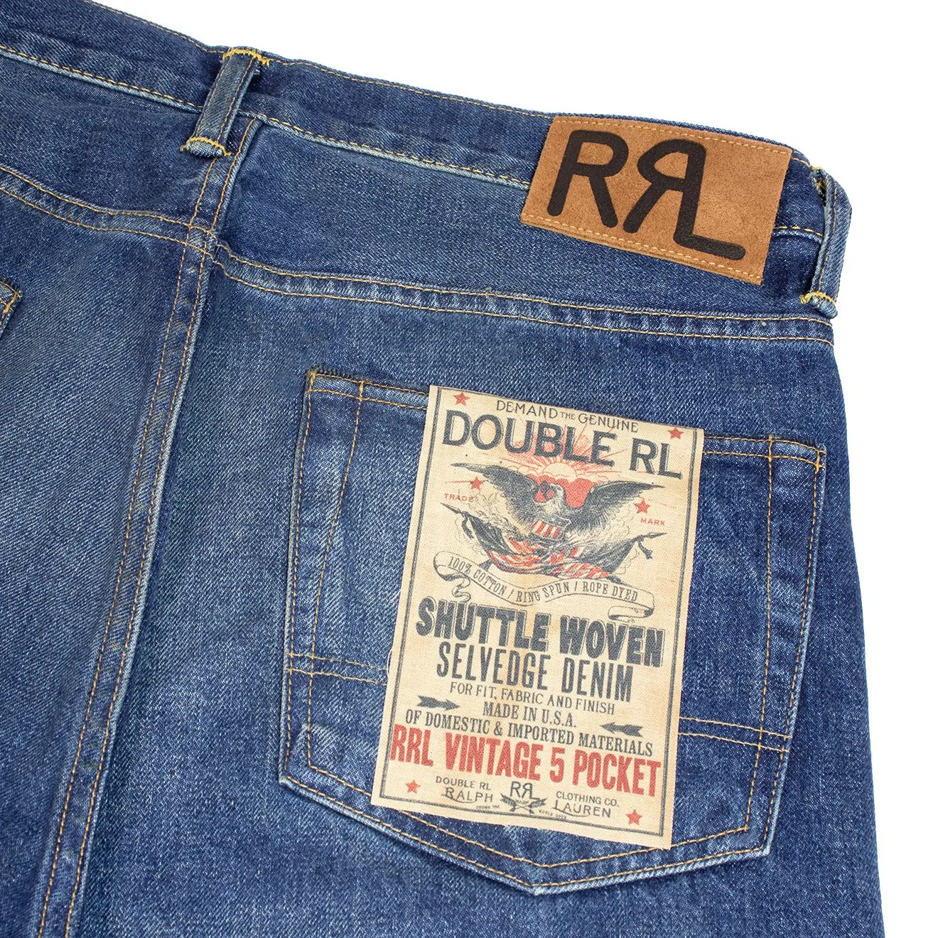 RRL by Ralph Lauren Vintage Selvedge 5 pocket Denim Blue