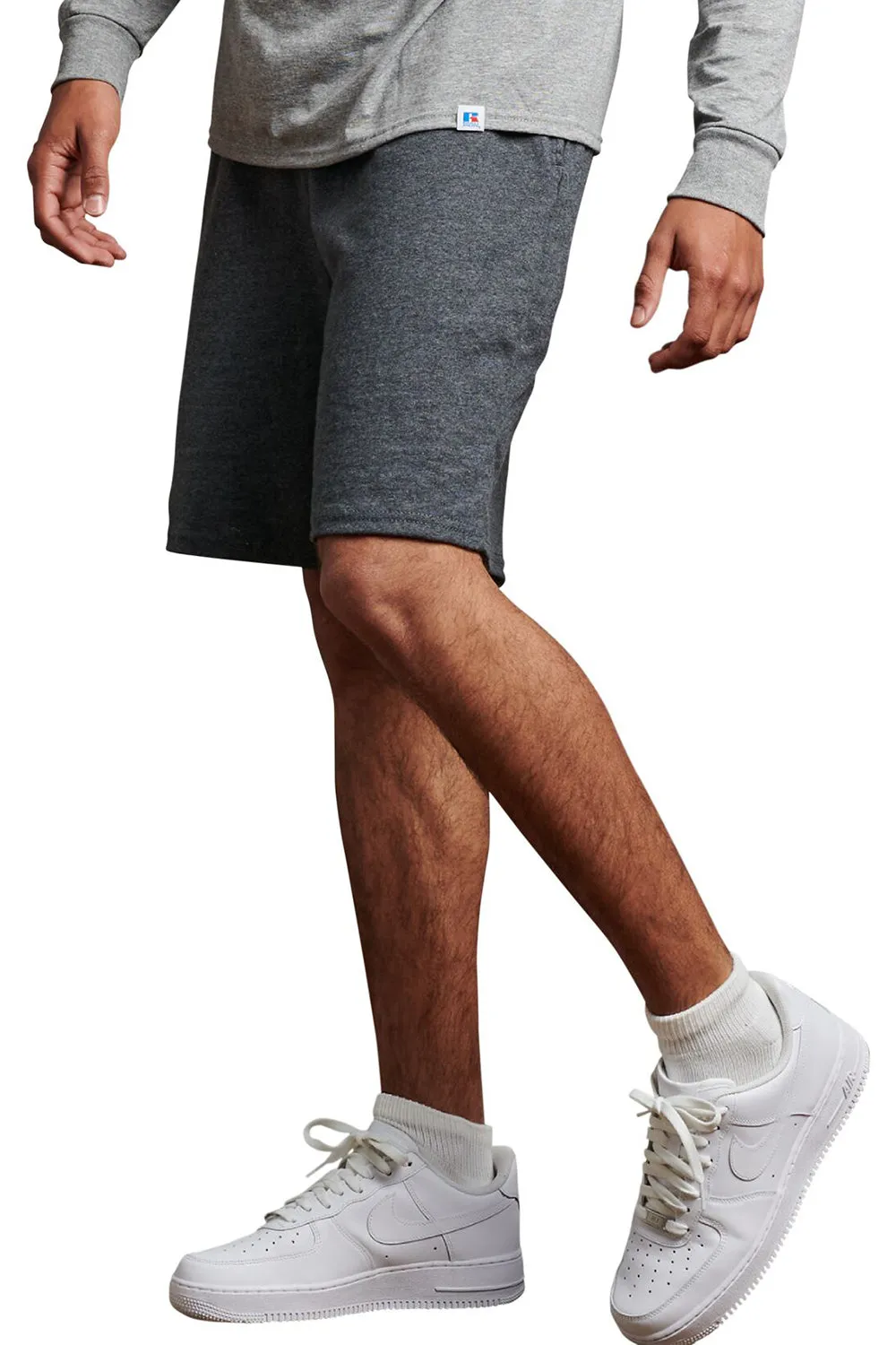 Russell Athletic Mens Classic Jersey Shorts w/ Pockets - Heather Black