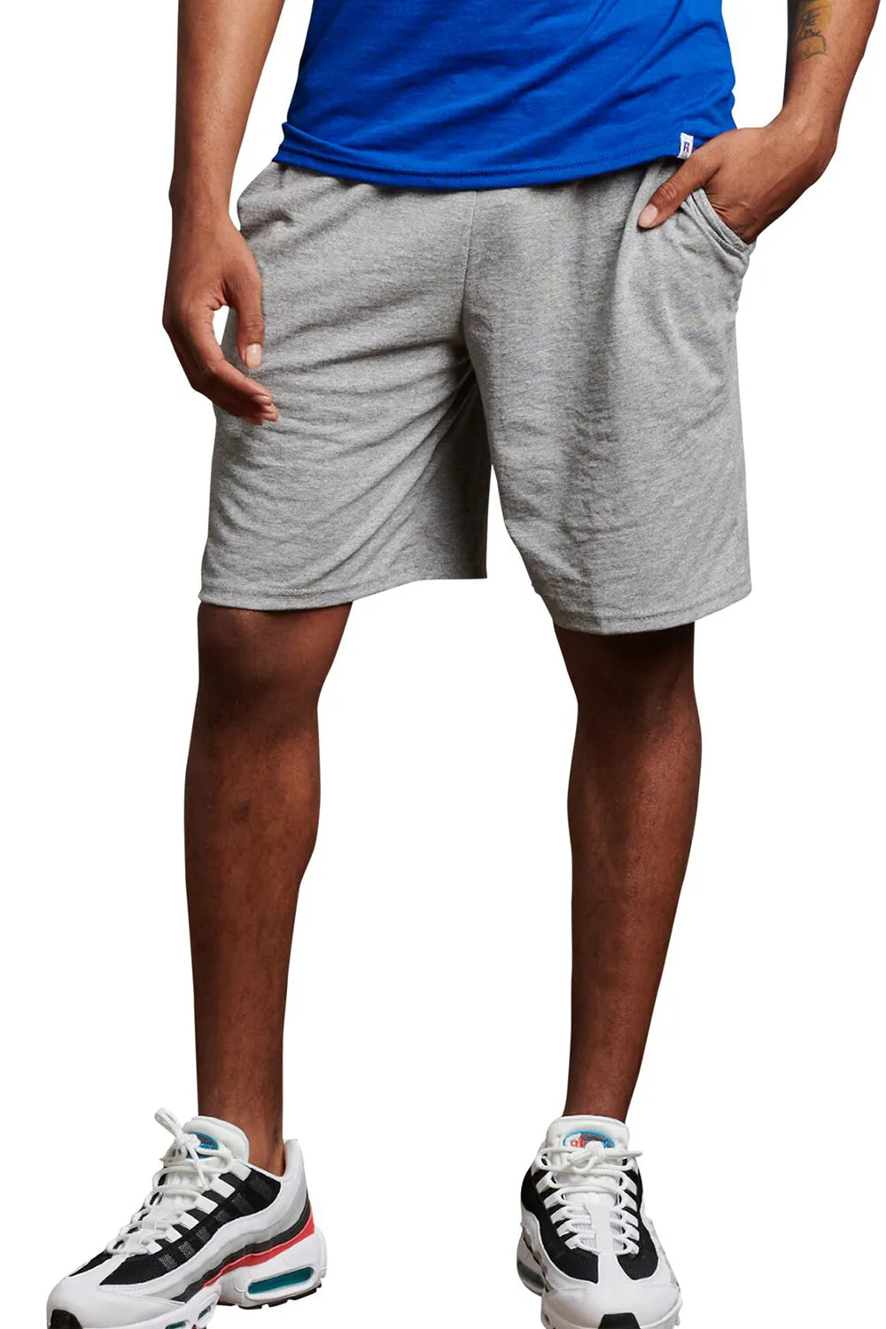 Russell Athletic Mens Classic Jersey Shorts w/ Pockets - Oxford Grey
