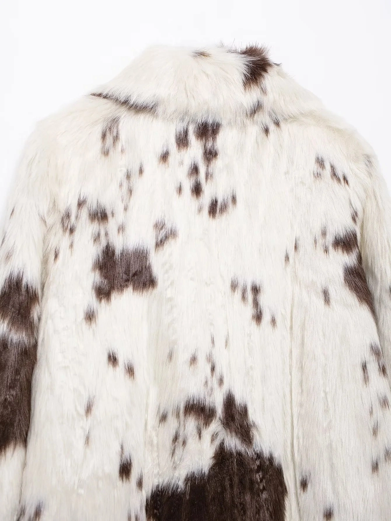 Sachi Cow Pattern Faux Fur Coat