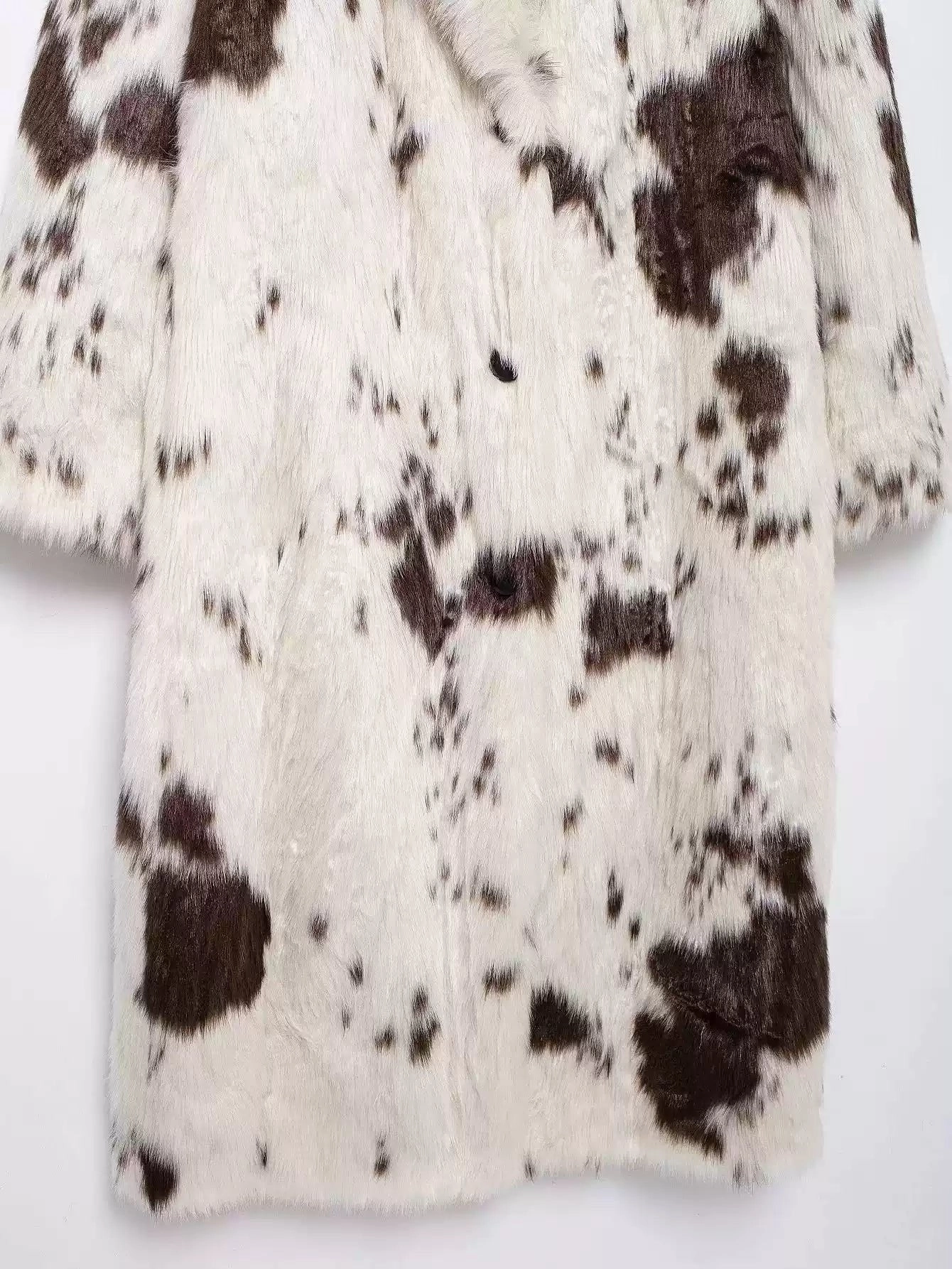 Sachi Cow Pattern Faux Fur Coat