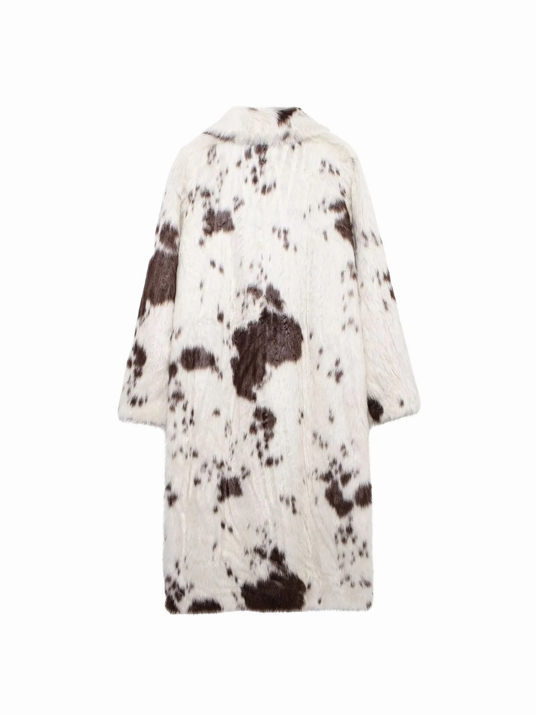 Sachi Cow Pattern Faux Fur Coat