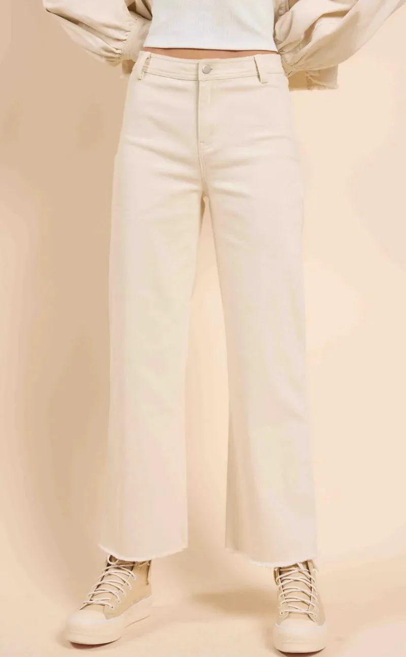 Sadie and Sage Clear Eyes Wide Leg Cream Denim