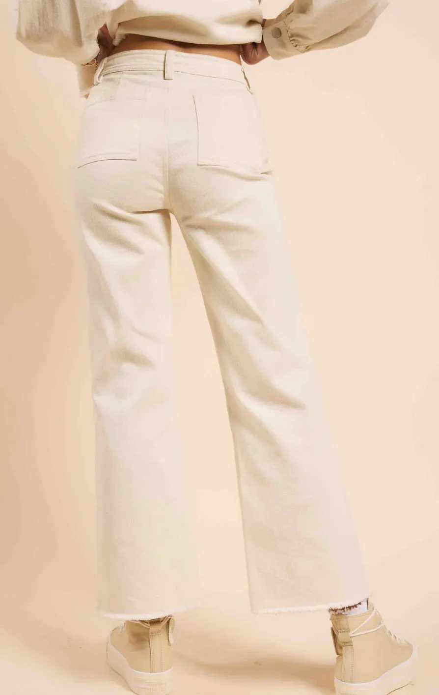 Sadie and Sage Clear Eyes Wide Leg Cream Denim