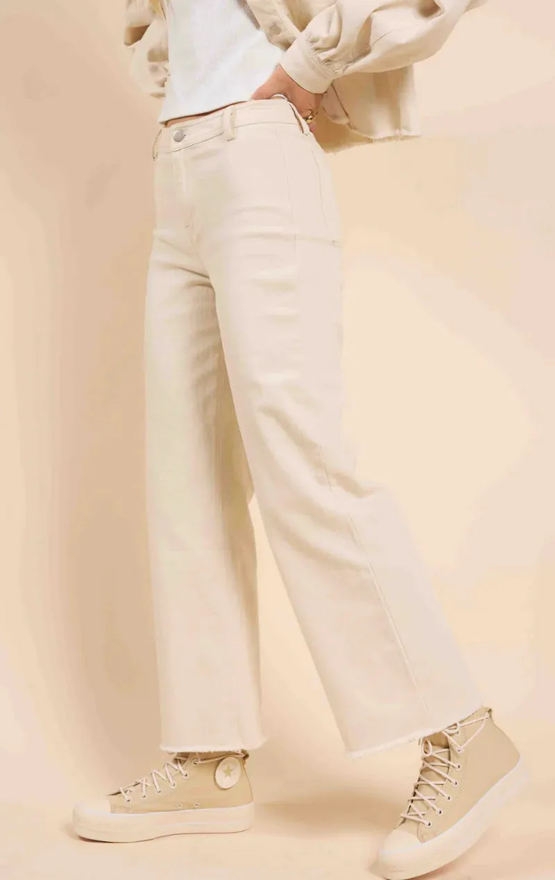 Sadie and Sage Clear Eyes Wide Leg Cream Denim