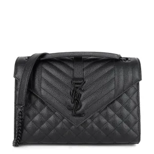 Saint Laurent Bags Envelope Medium Grain de Poudre Matelassé Calfskin Shoulder Bag
