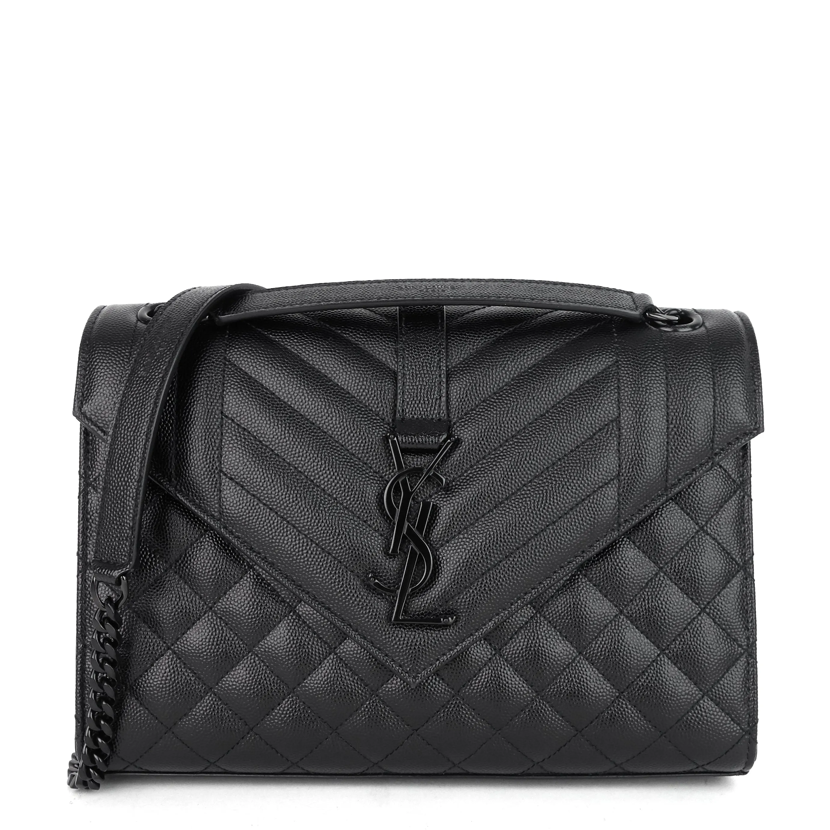 Saint Laurent Bags Envelope Medium Grain de Poudre Matelassé Calfskin Shoulder Bag