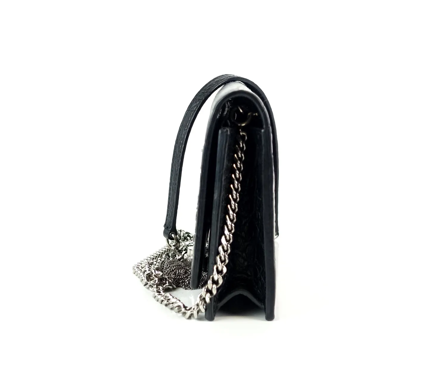 Saint Laurent Bags Kate Croc Embossed Calf Leather Tassel Bag