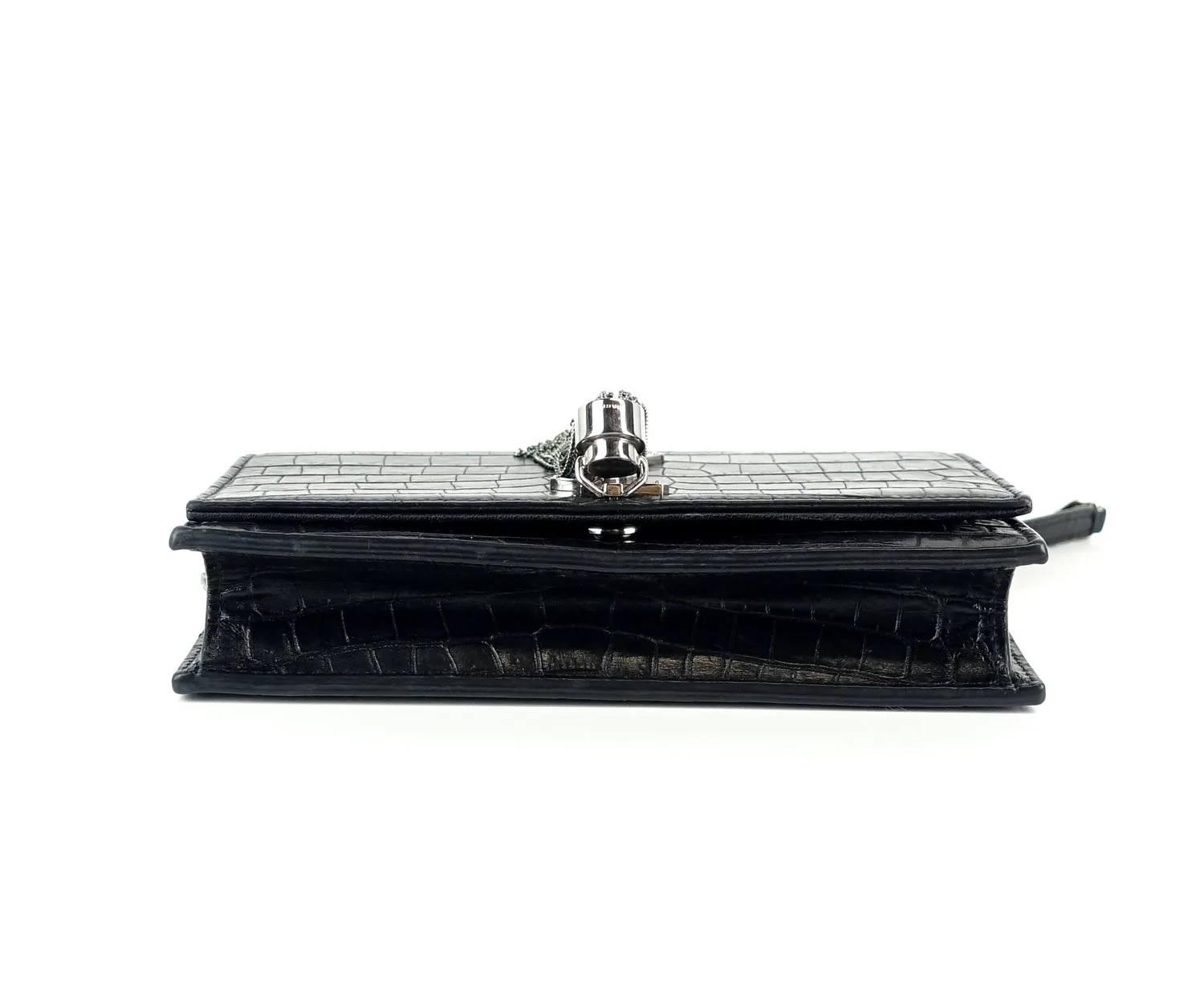 Saint Laurent Bags Kate Croc Embossed Calf Leather Tassel Bag