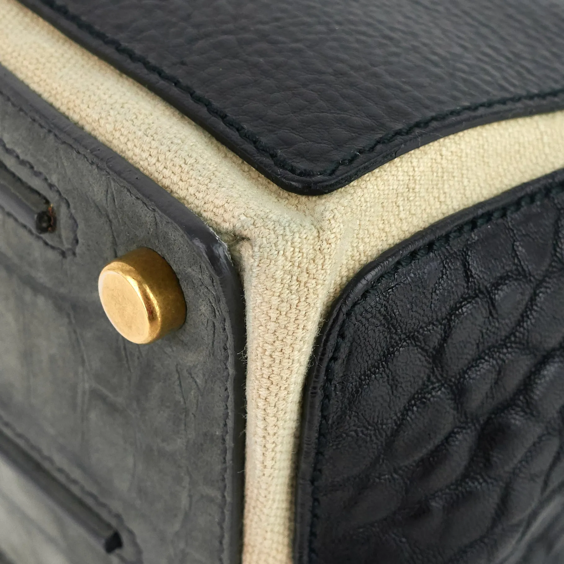 Saint Laurent Bags Muse Two-Tone Leather, Suede and Canvas Handbag
