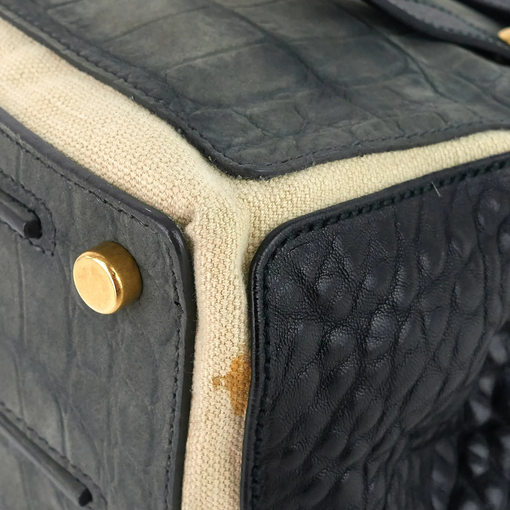 Saint Laurent Bags Muse Two-Tone Leather, Suede and Canvas Handbag