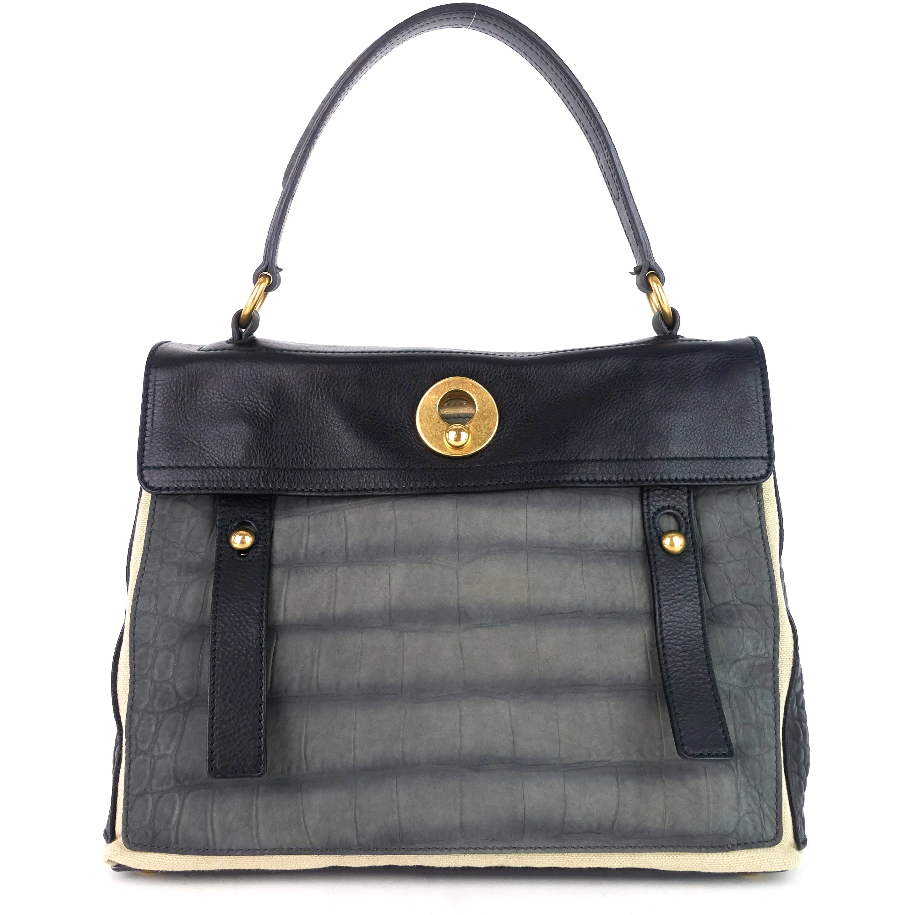 Saint Laurent Bags Muse Two-Tone Leather, Suede and Canvas Handbag