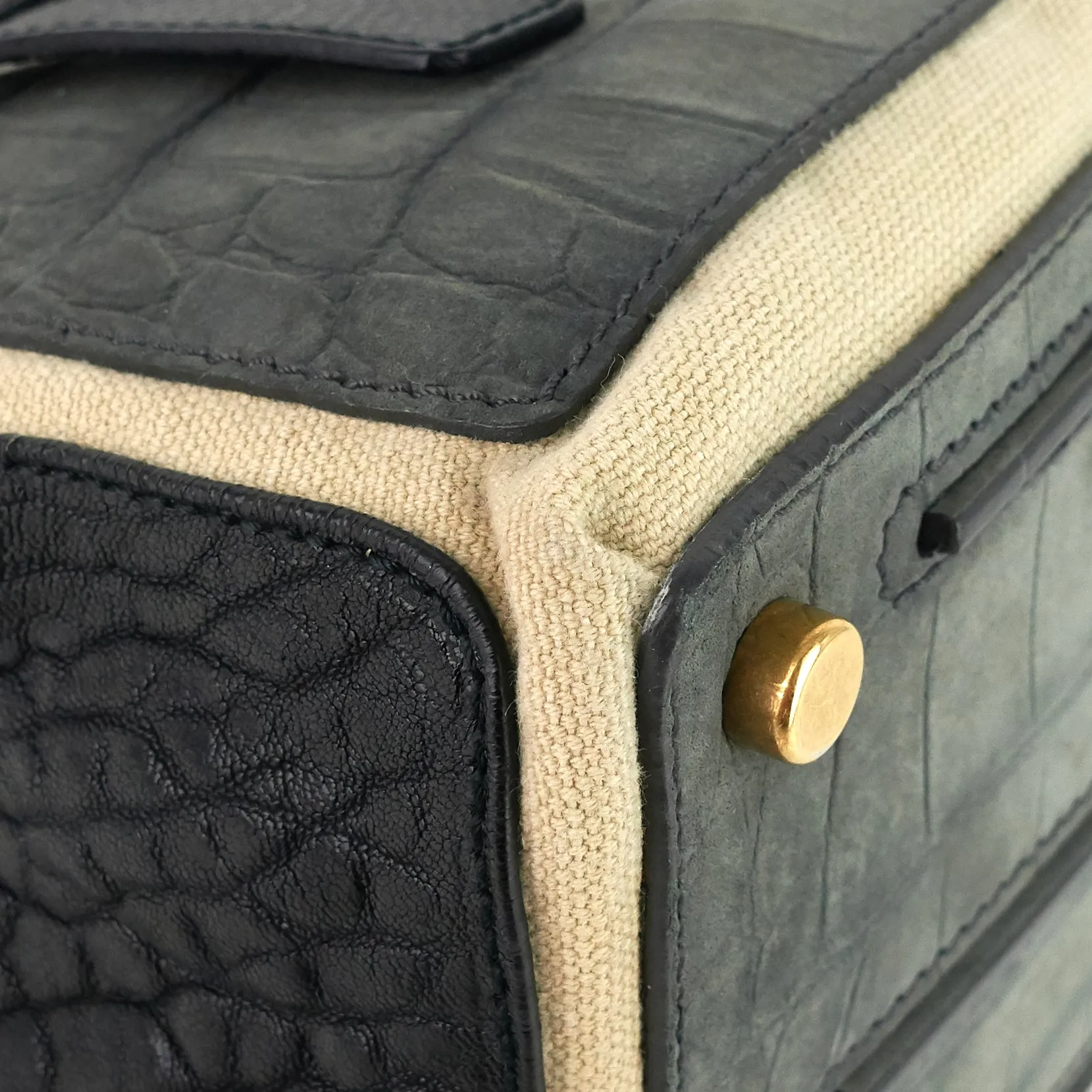Saint Laurent Bags Muse Two-Tone Leather, Suede and Canvas Handbag