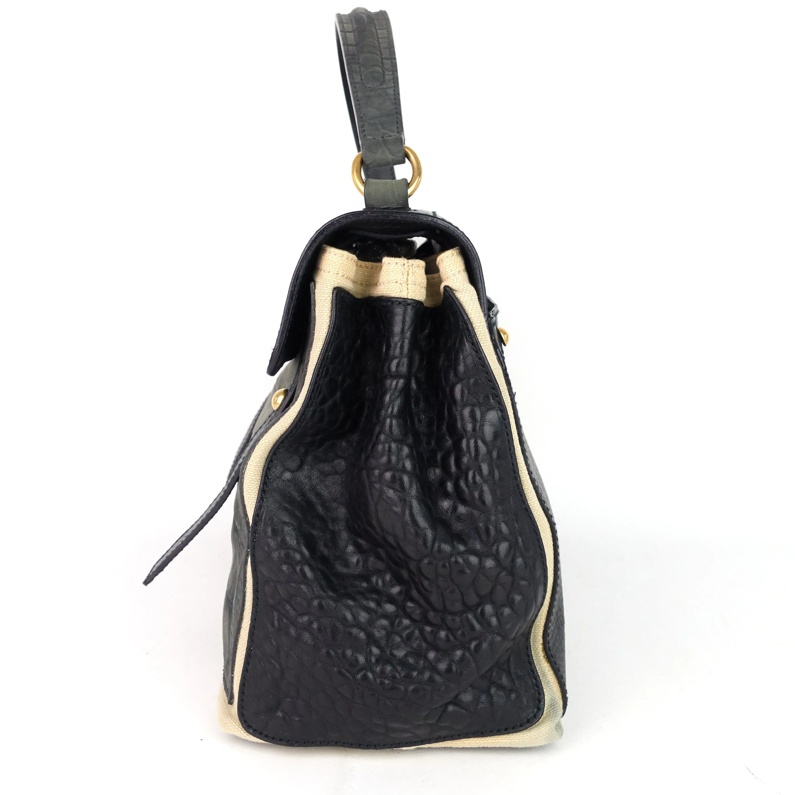 Saint Laurent Bags Muse Two-Tone Leather, Suede and Canvas Handbag