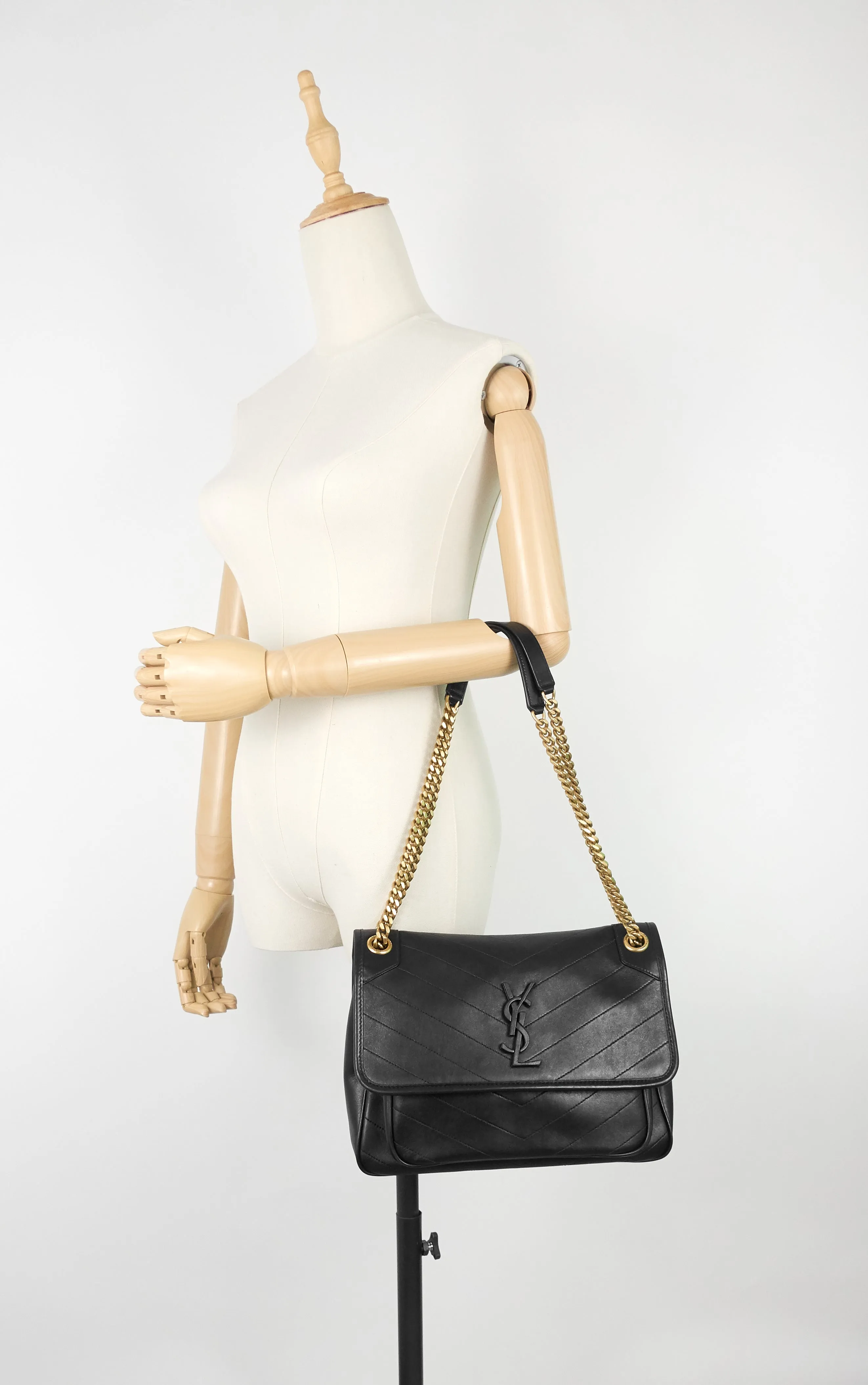 Saint Laurent Bags Niki Medium Lambskin Leather Shoulder Bag