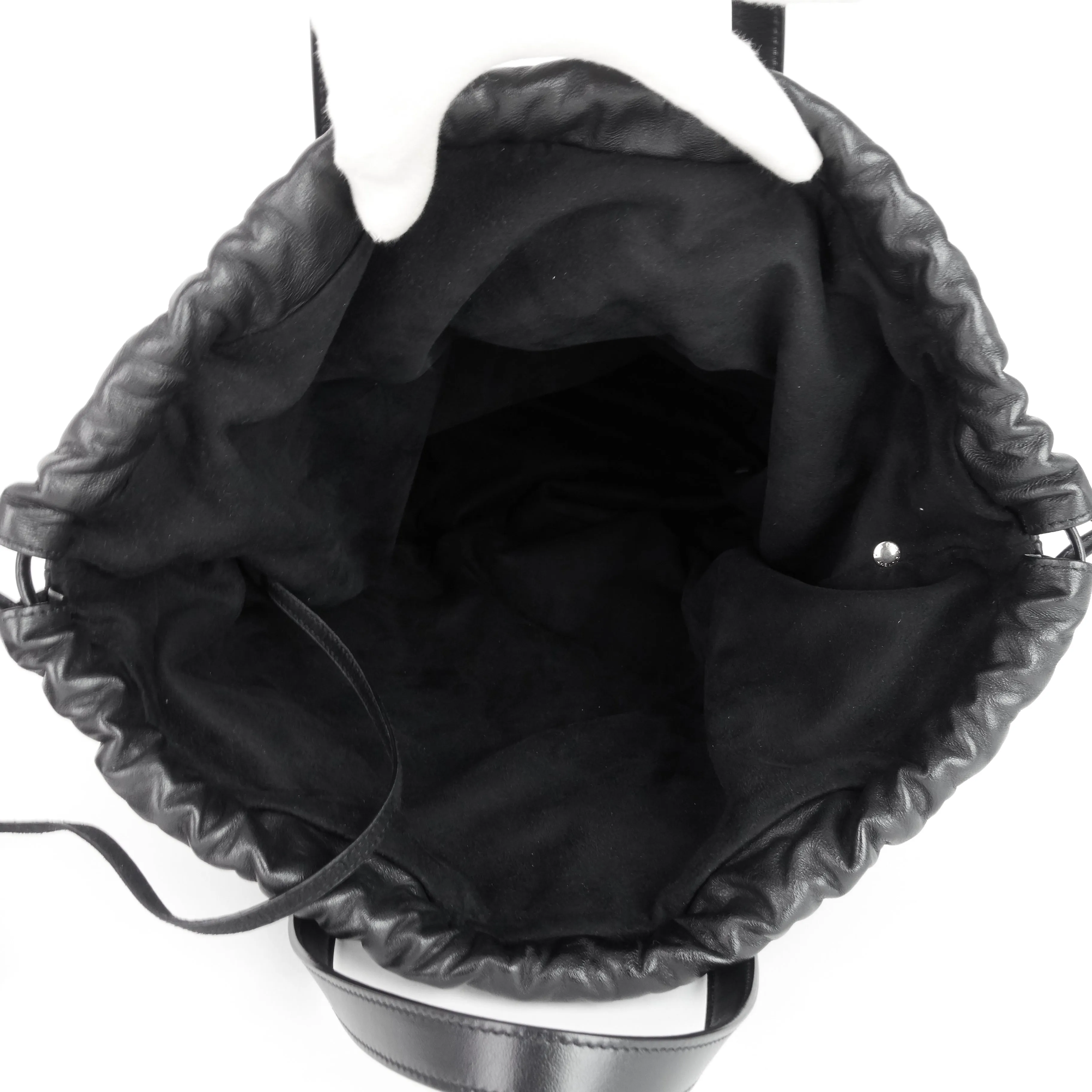 Saint Laurent Bags Teddy Medium Canvas and Leather Drawstring Shopping Tote Bag
