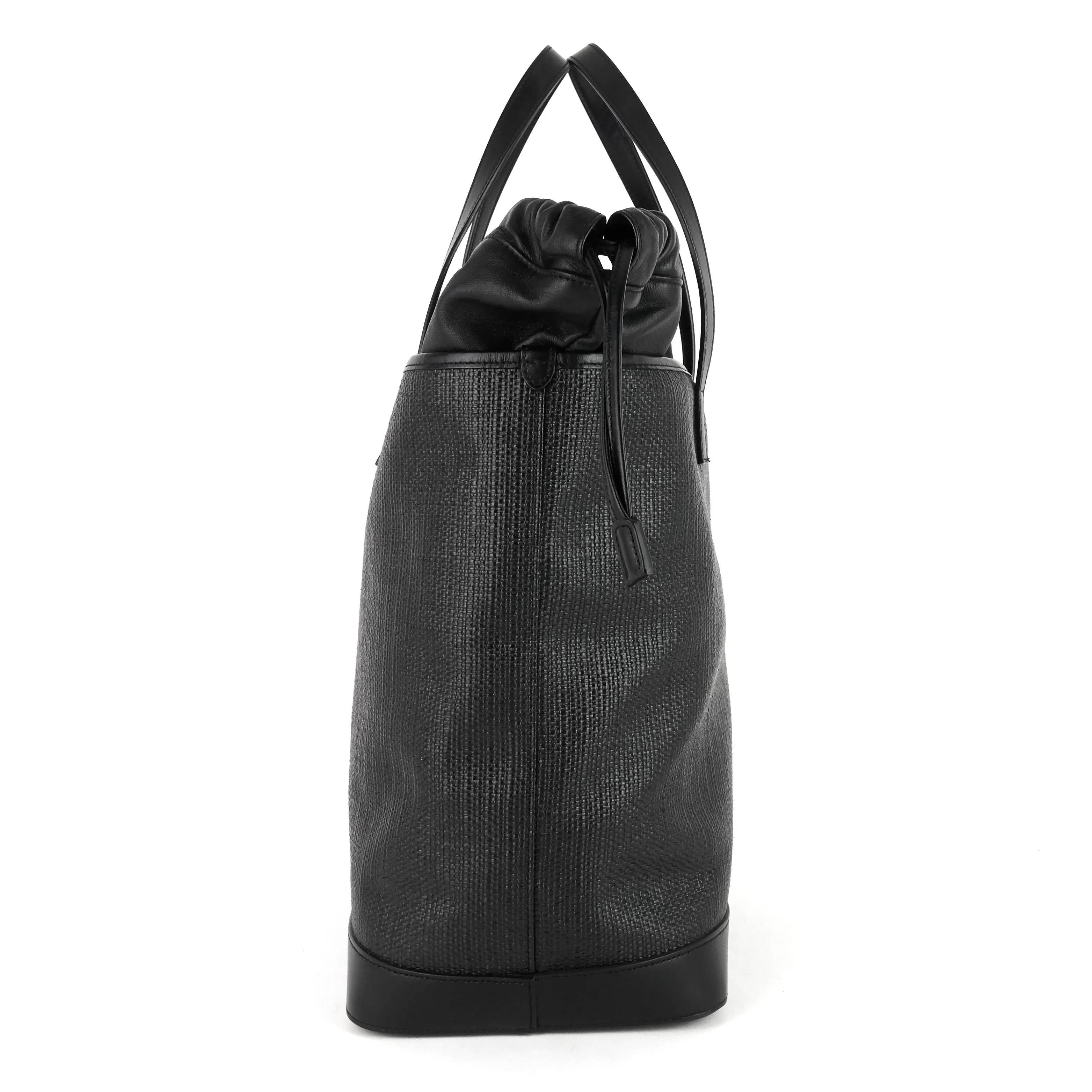 Saint Laurent Bags Teddy Medium Canvas and Leather Drawstring Shopping Tote Bag