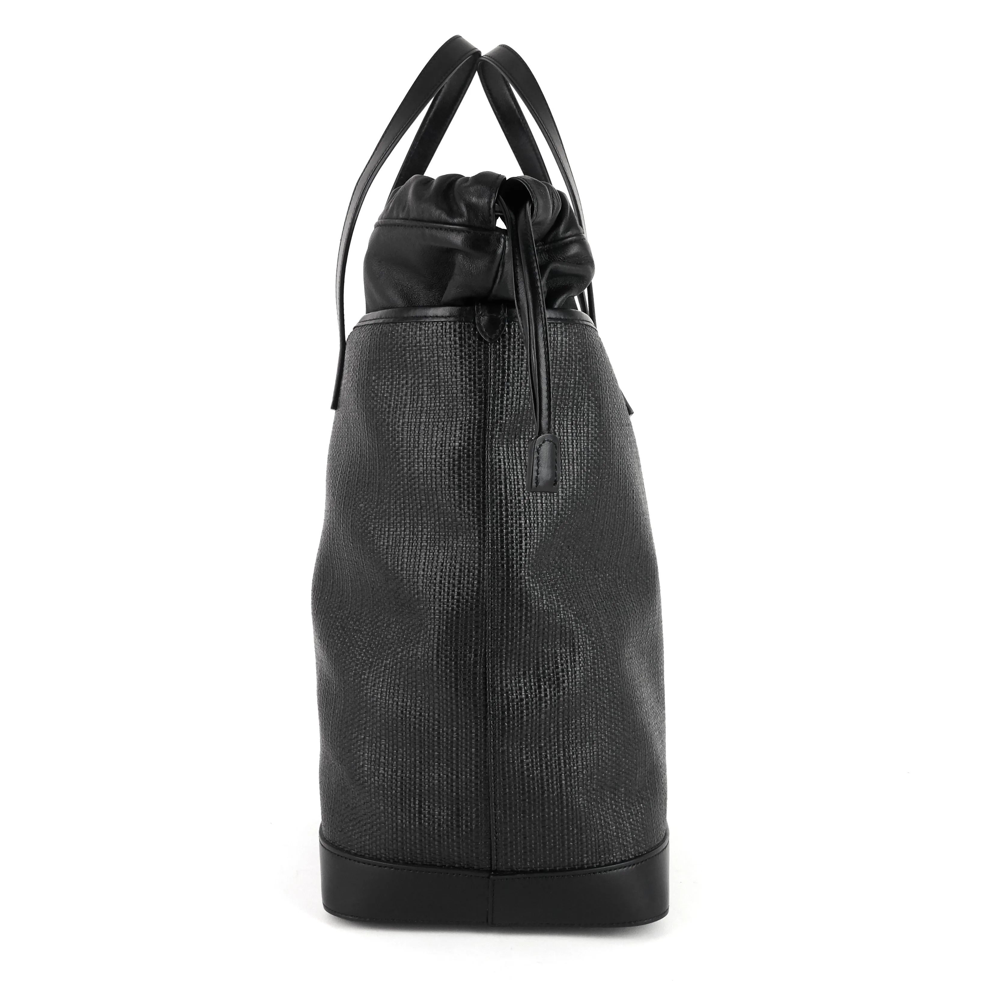 Saint Laurent Bags Teddy Medium Canvas and Leather Drawstring Shopping Tote Bag
