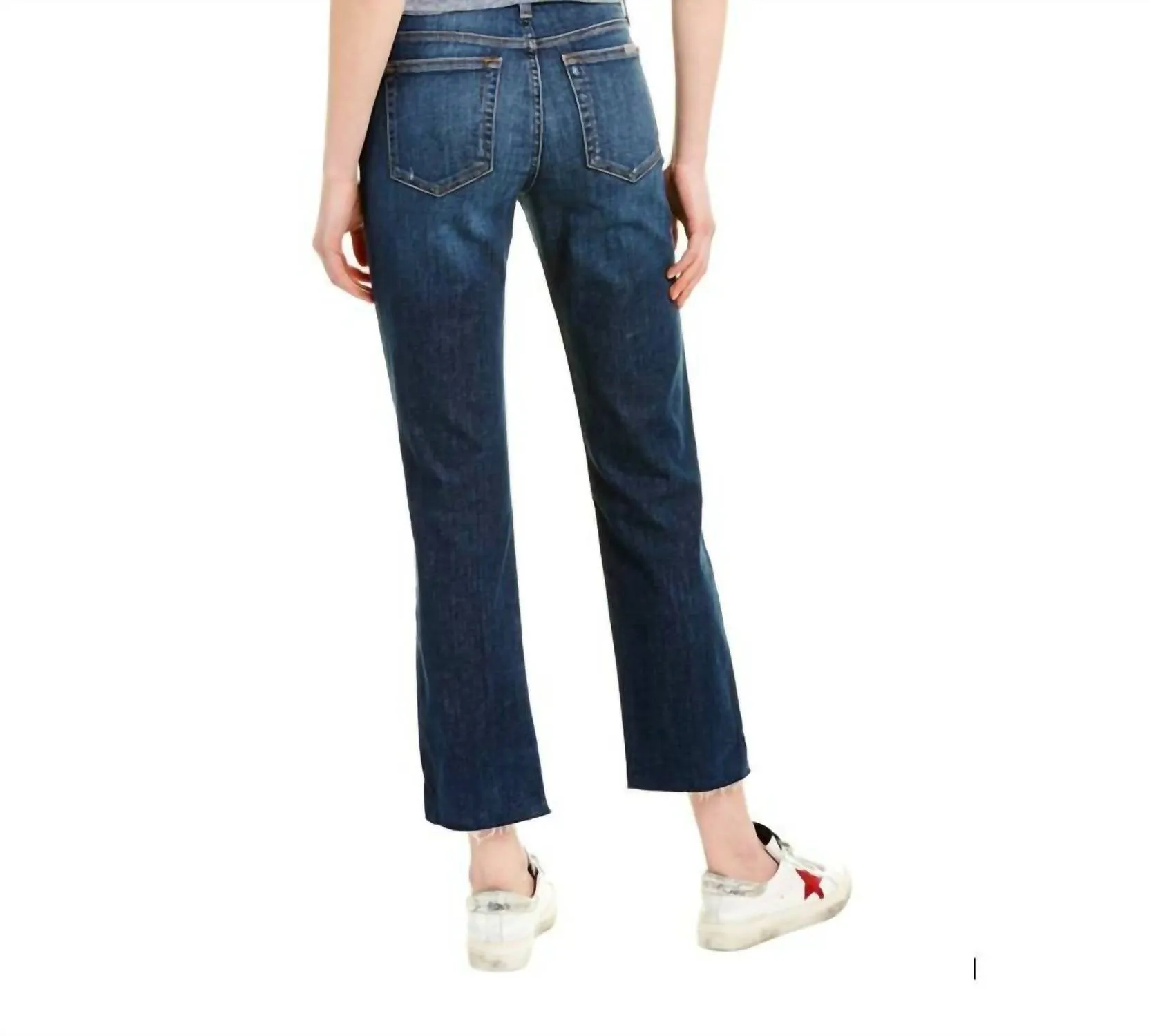 San Francisco High Rise Crop Raw Hem Ankle Jeans In Blue