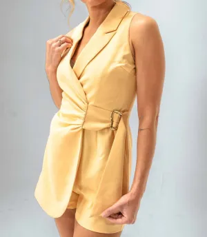 Sarah Sunflower Sleeveless Romper Blazer